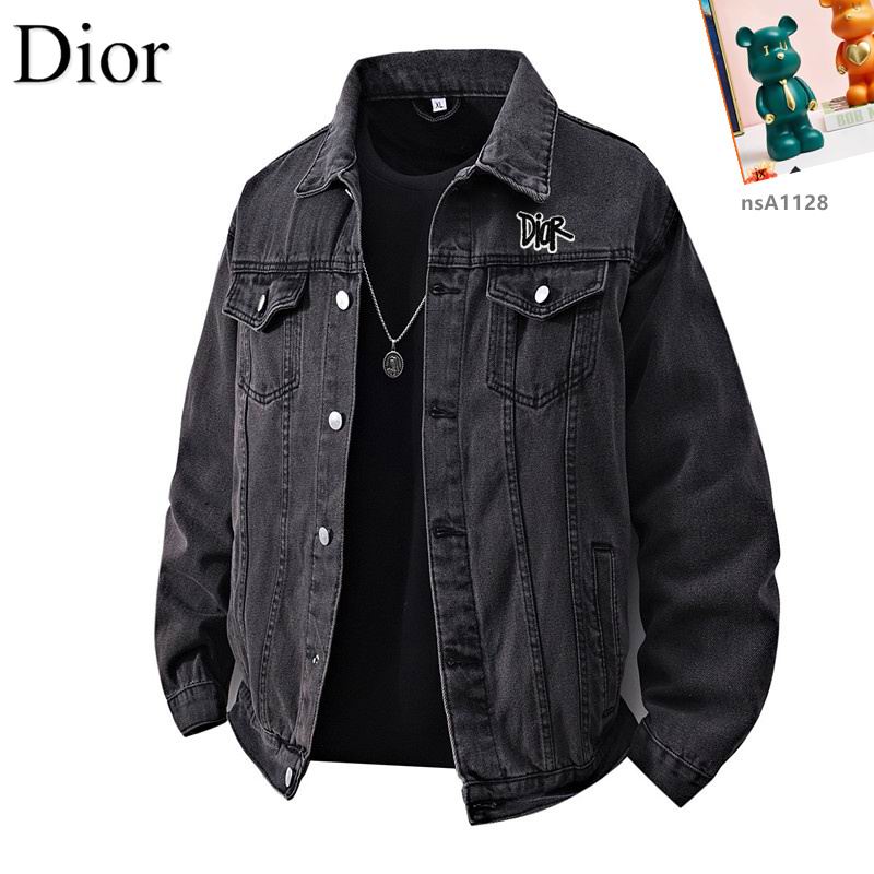 Light Blue Denim Dior Jacket With Embroidered Logo And Black Inner