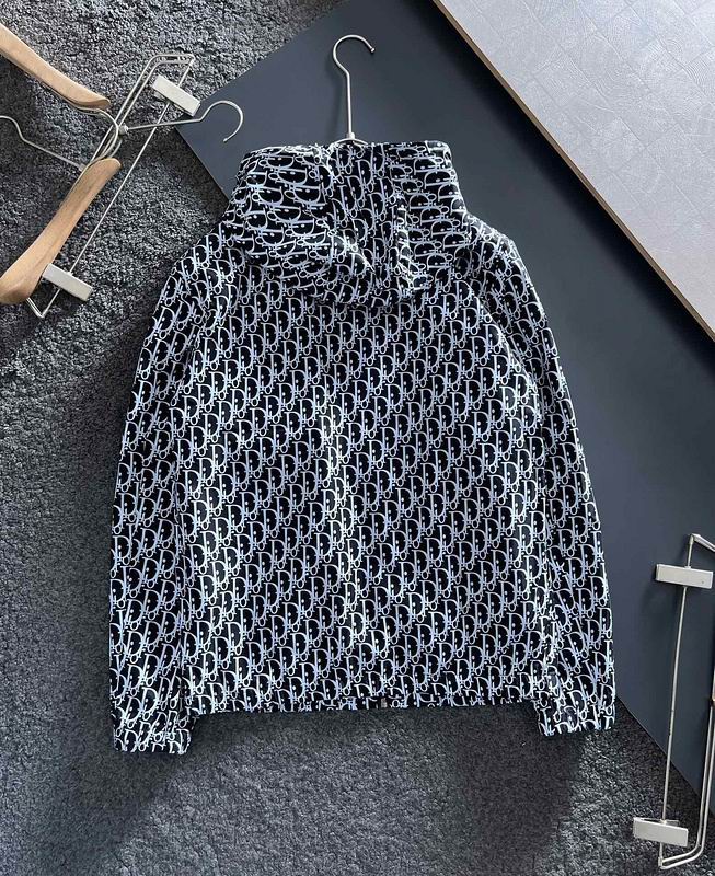 Dior Black Hooded Jacket With All - Over Monogram Pattern And Gold Accent