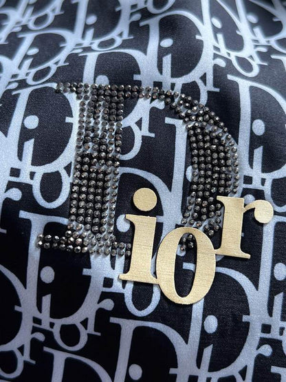 Dior Black Hooded Jacket With All - Over Monogram Pattern And Gold Accent