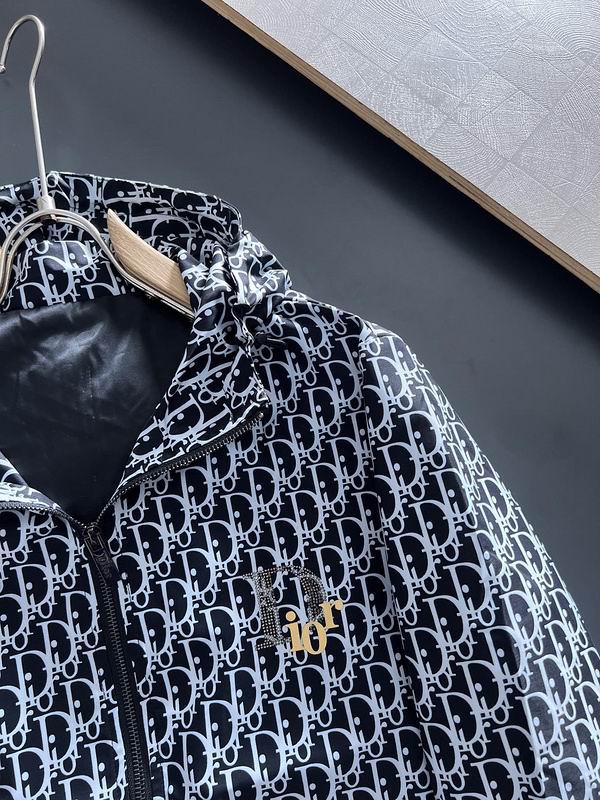 Dior Black Hooded Jacket With All - Over Monogram Pattern And Gold Accent