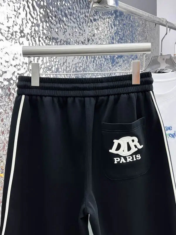 Dior Black Shorts With White Stripes And Brand Logo
