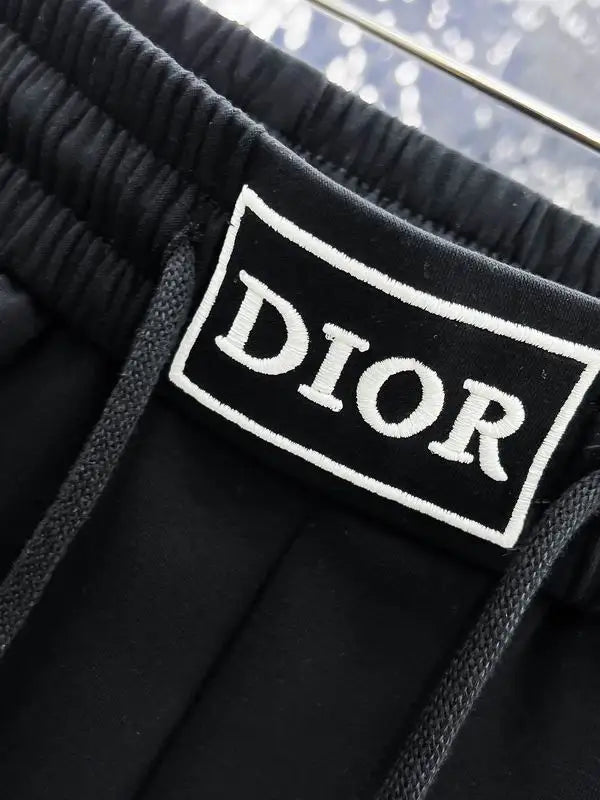 Dior Black Shorts With White Stripes And Brand Logo
