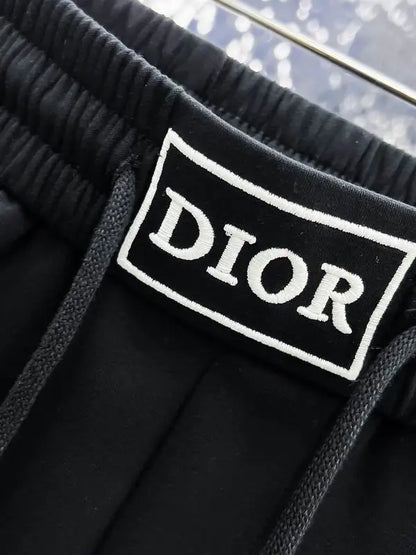 Dior Black Shorts With White Stripes And Brand Logo