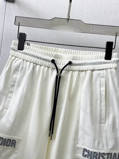 Christian Dior White Shorts With Brand Name Detailing
