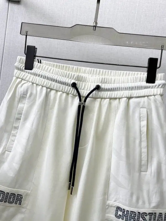 Christian Dior White Shorts With Brand Name Detailing