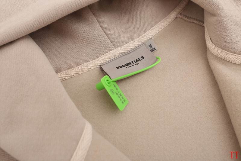 Fear of God Essentials Beige Hoodie With Bold Back Logo