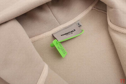 Fear of God Essentials Beige Hoodie With Bold Back Logo