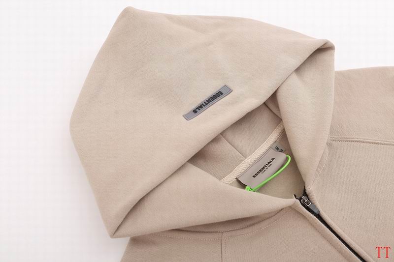 Fear of God Essentials Beige Hoodie With Bold Back Logo