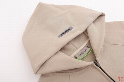 Fear of God Essentials Beige Hoodie With Bold Back Logo