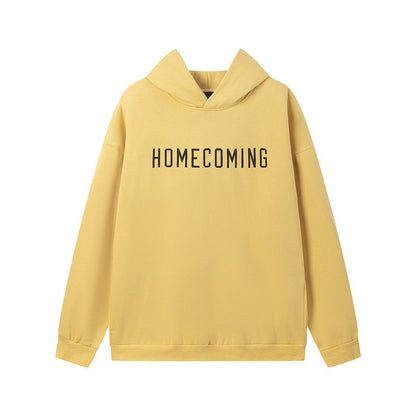 Fear Of God Black Hoodie With Gold Homecoming Lettering For Casual Chic Outfits
