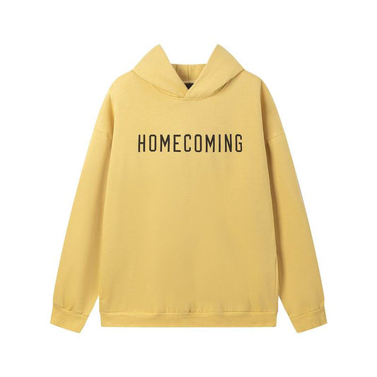Fear Of God Black Hoodie With Gold Homecoming Lettering For Casual Chic Outfits