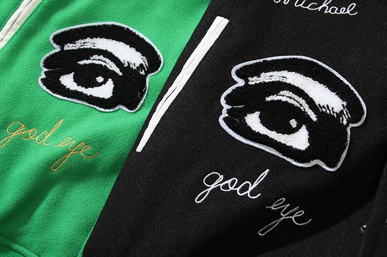FOG Stylish Green/Black Varsity Jacket With Unique Patches And Embroidery