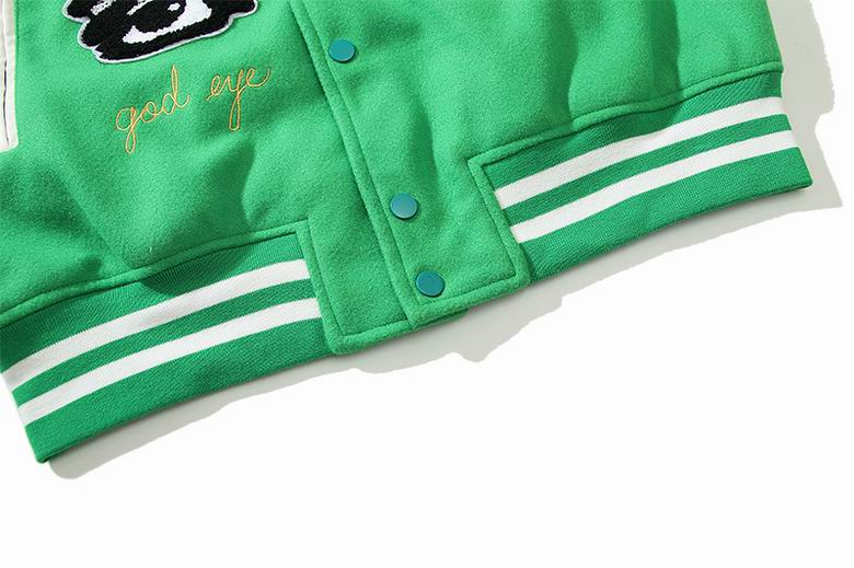 FOG Stylish Green/Black Varsity Jacket With Unique Patches And Embroidery