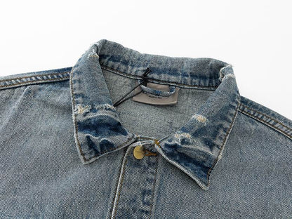 FOG Style Classic Blue Denim Jacket With Button Front And Chest Pockets