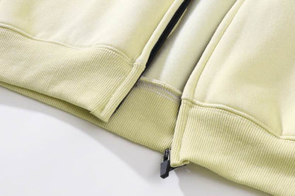 Essentials Light Yellow jacket Zip - Up Sweatshirt With Brand Logos