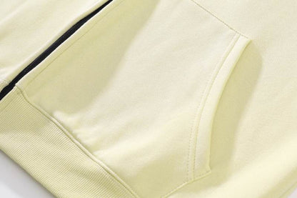 Essentials Light Yellow jacket Zip - Up Sweatshirt With Brand Logos