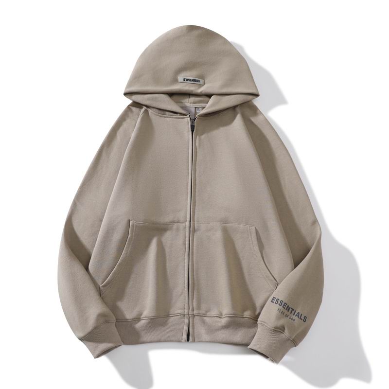 Essentials Light Yellow jacket Zip - Up Sweatshirt With Brand Logos