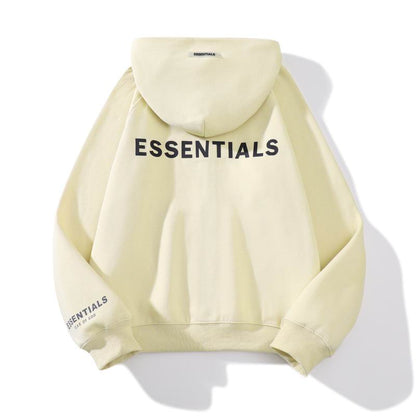 Essentials Light Yellow jacket Zip - Up Sweatshirt With Brand Logos