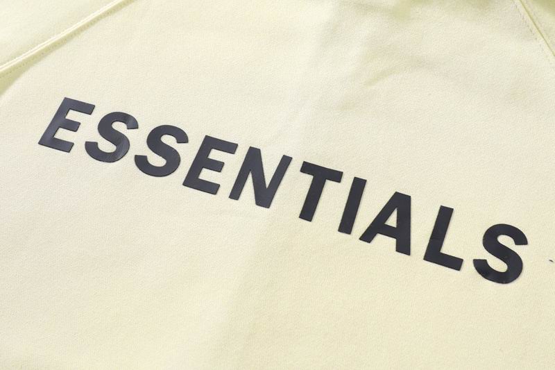 Essentials Light Yellow jacket Zip - Up Sweatshirt With Brand Logos