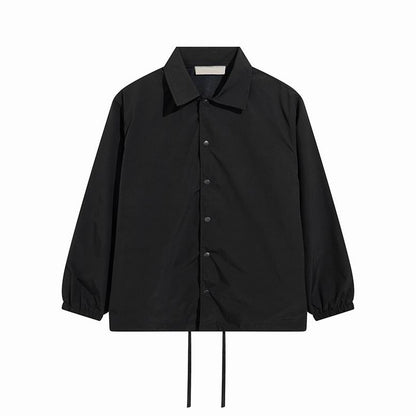 FOG Inspired Brown/White Button Up Collared Jacket With Drawstring Hem