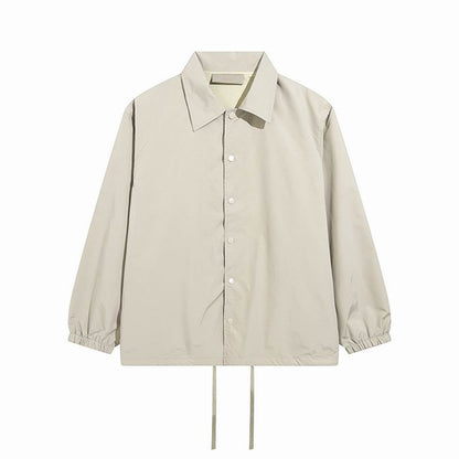 FOG Inspired Brown/White Button Up Collared Jacket With Drawstring Hem