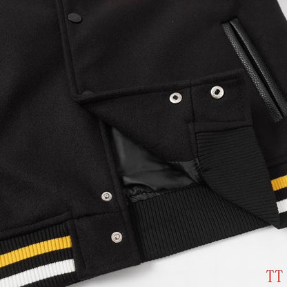 Fendi Black Varsity Jacket With Leather Sleeves And Iconic Eye Motif