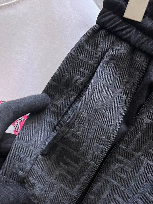 Fendi Men's Black FF Logo Pattern Casual Shorts