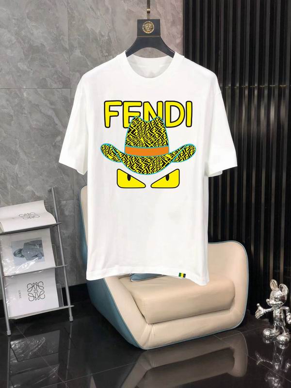 Eye - catching Fendi Yellow/Black/White T - Shirt With Unique Hat And Monster Eye Design