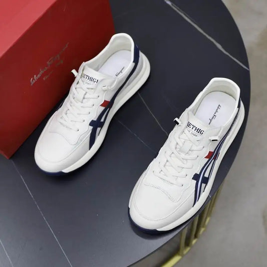 Salvatore Ferragamo - Inspired White Casual Sneakers With Color Accents