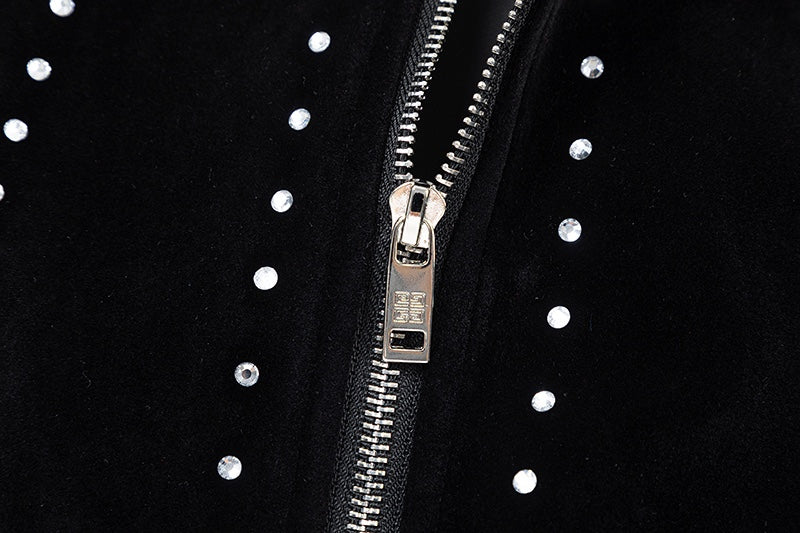 Givenchy Black Velvet Jacket With Crystal - Embellished Logo Patterns