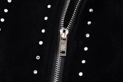 Givenchy Black Velvet Jacket With Crystal - Embellished Logo Patterns
