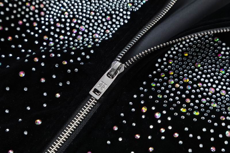 Givenchy Black Jacket With Gradient Rhinestone Logo And Brand Detailing