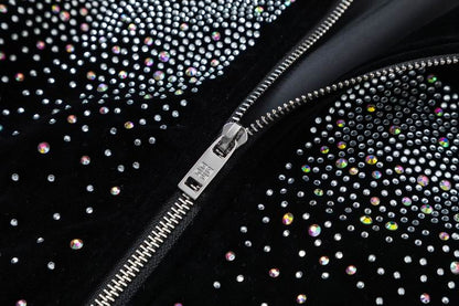 Givenchy Black Jacket With Gradient Rhinestone Logo And Brand Detailing
