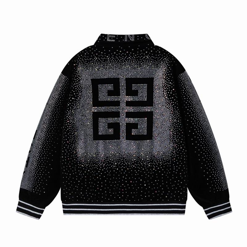 Givenchy Black Jacket With Gradient Rhinestone Logo And Brand Detailing