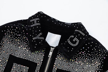 Givenchy Black Jacket With Gradient Rhinestone Logo And Brand Detailing