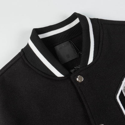Givenchy Black And White Varsity Jacket With Embroidered Logos And Patches