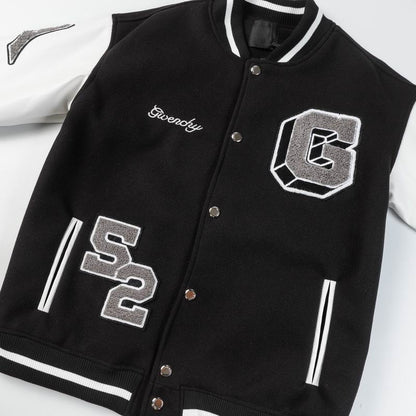 Givenchy Black And White Varsity Jacket With Embroidered Logos And Patches