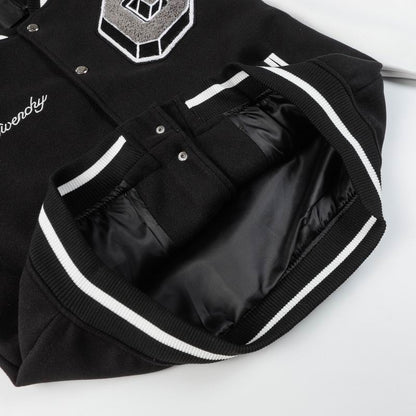 Givenchy Black And White Varsity Jacket With Embroidered Logos And Patches