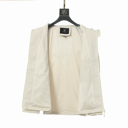 Givenchy Beige Hooded Windbreaker With Brand Logo And Functional Design