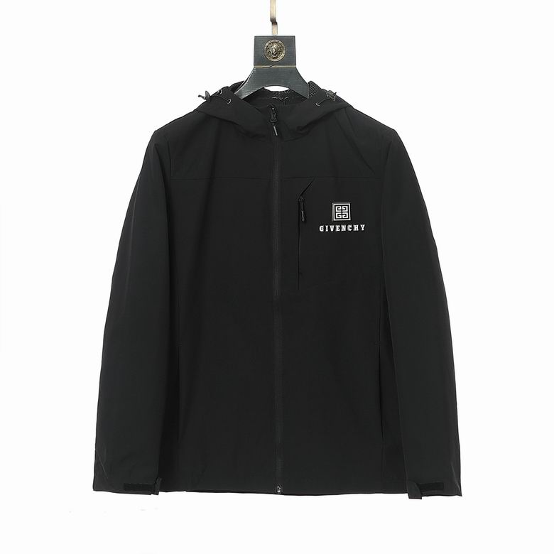 Givenchy Beige Hooded Windbreaker With Brand Logo And Functional Design