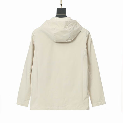 Givenchy Beige Hooded Windbreaker With Brand Logo And Functional Design