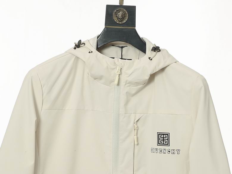 Givenchy Beige Hooded Windbreaker With Brand Logo And Functional Design