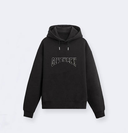 White/Black Givenchy Hoodie With Classic Black Logo For Timeless Fashion