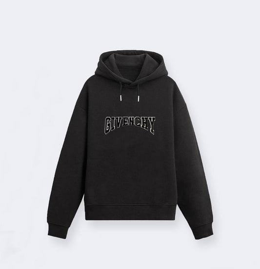 White/Black Givenchy Hoodie With Classic Black Logo For Timeless Fashion