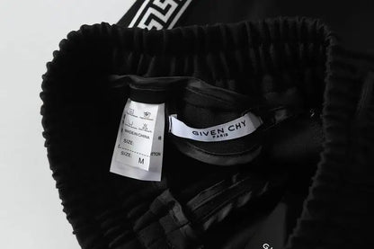 Givenchy Men's Black Shorts with Greek Key Pattern Details
