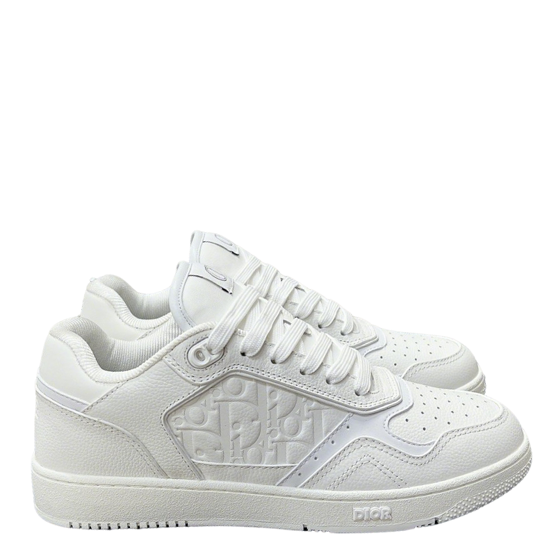 Dior White Leather Sneakers With Signature Monogram Detailing