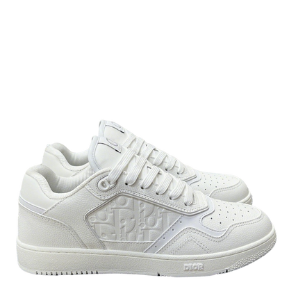 Dior White Leather Sneakers With Signature Monogram Detailing