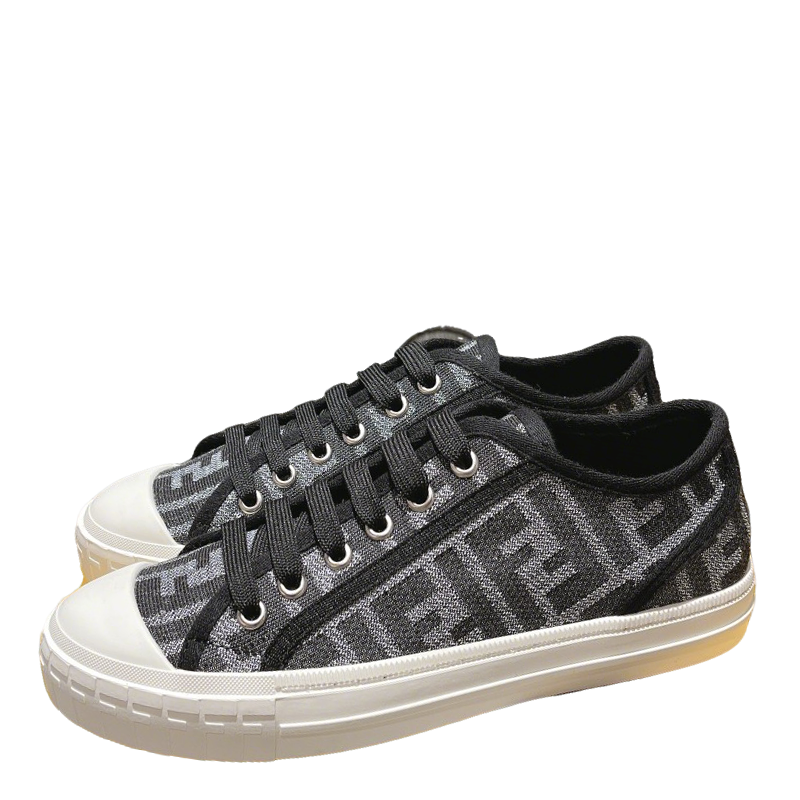 Fendi Unisex Grey Monogram Sneakers For Timeless Luxury Casual Wear