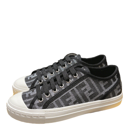 Fendi Unisex Grey Monogram Sneakers For Timeless Luxury Casual Wear