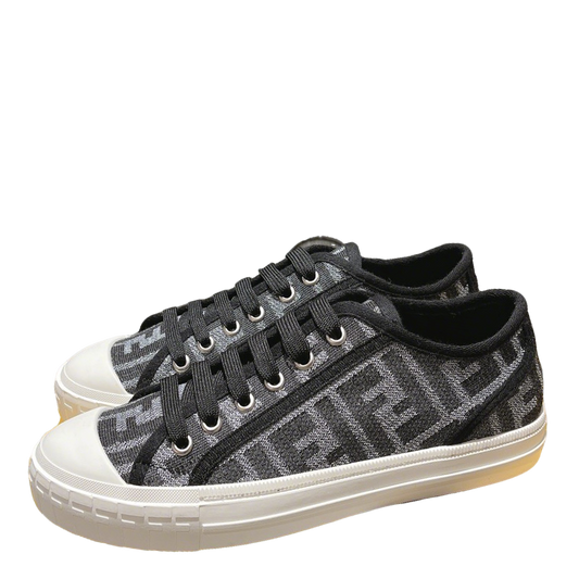 Fendi Unisex Grey Monogram Sneakers For Timeless Luxury Casual Wear